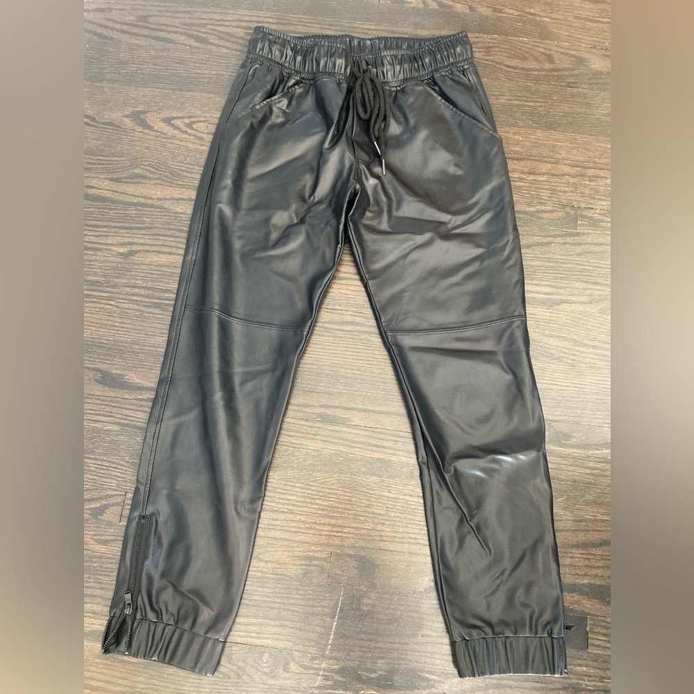 David Lerner faux leather joggers